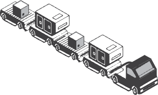 Ddolly train loaded with ULDs